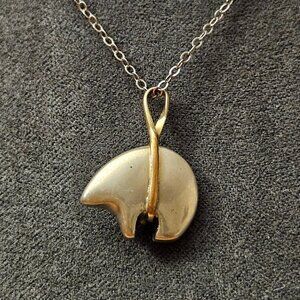 Vintage Southwestern Sterling Silver Two Tone Bear Fetish Pendant